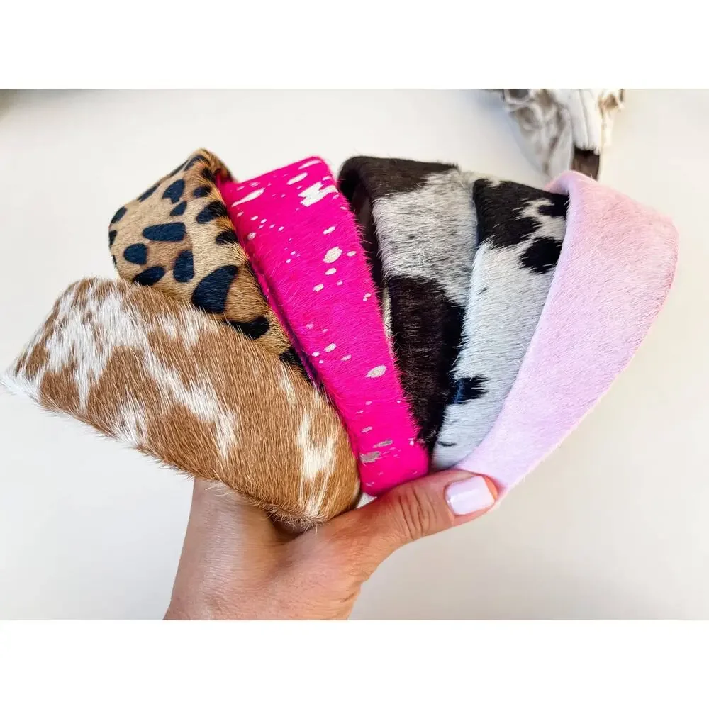 Genuine Cowhide Leather Headband | Leopard Print | One of a Kind